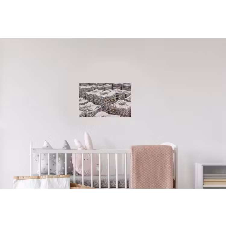 Kranten - Stapels - Touw - Informatie - Vintage Muursticker klein -kinderkamer