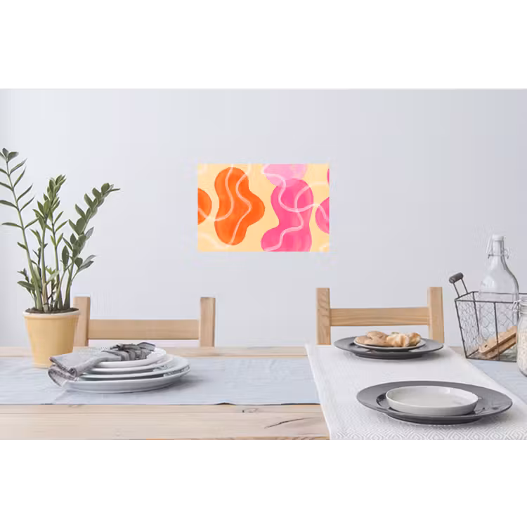 Abstract - Aquarel - Organisch - Oranje - Roze Muursticker klein -eettafel