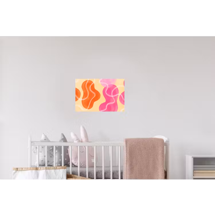 Abstract - Aquarel - Organisch - Oranje - Roze Muursticker klein -kinderkamer