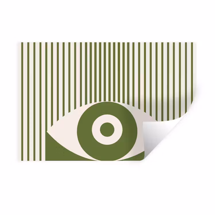 Abstract - Oog - Strepen - Modern - Groen Muursticker klein -3d