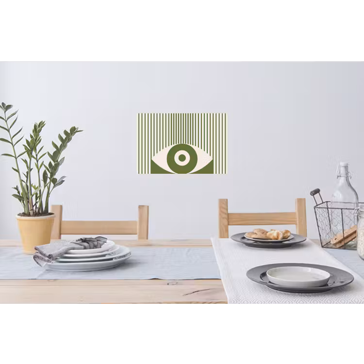 Abstract - Oog - Strepen - Modern - Groen Muursticker klein -eettafel