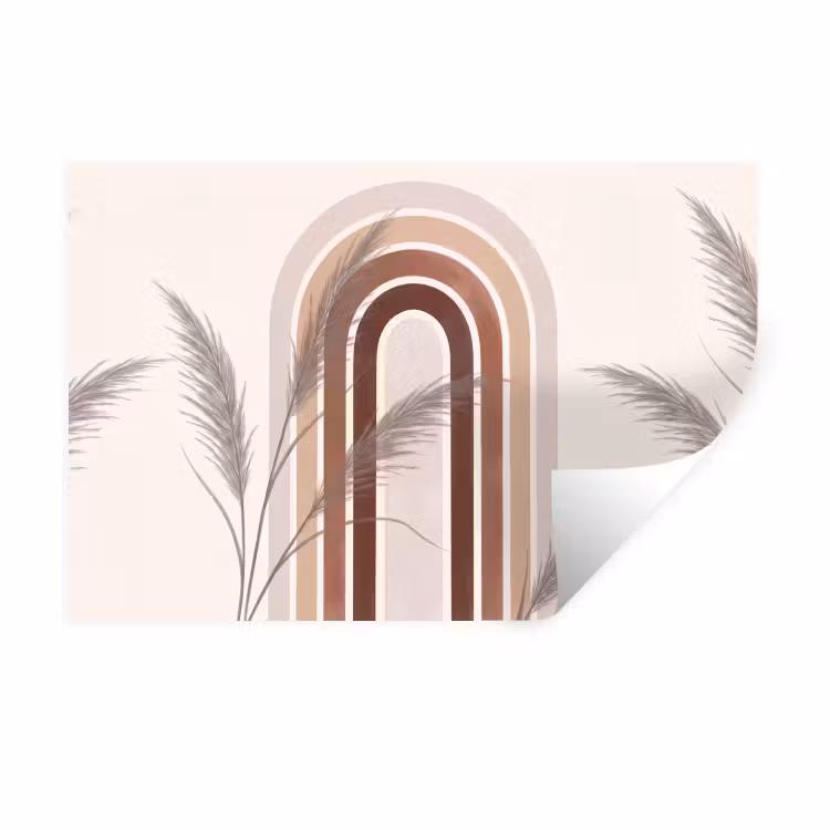Abstract - Bogen - Plant - Boho - Beige Muursticker klein -3d
