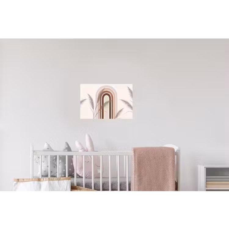Abstract - Bogen - Plant - Boho - Beige Muursticker klein -kinderkamer