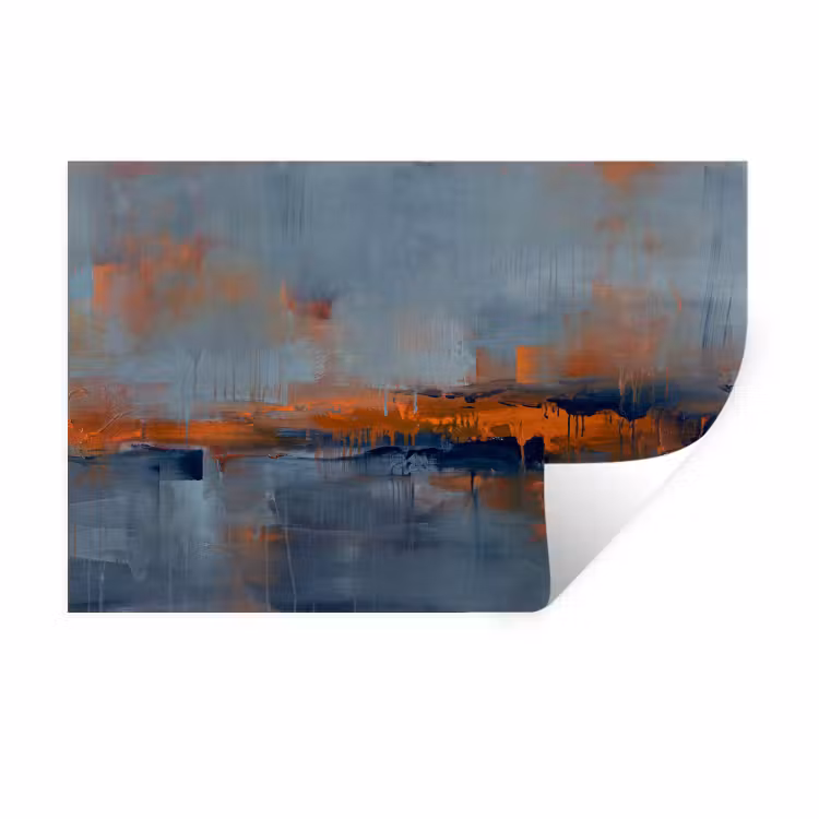 Abstract - Kleuren - Modern - Oranje - Grijs Muursticker klein -3d