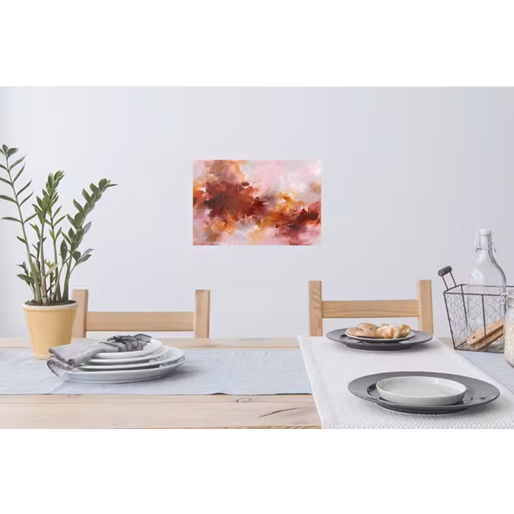 Abstract - Kleurrijk - Kunst - Modern - Roze-Rood Muursticker klein -eettafel