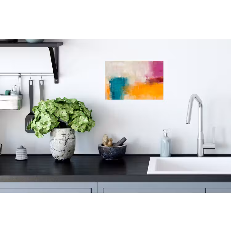 Abstract - Kleurrijk - Modern - Kunst - Oranje Muursticker klein -keuken