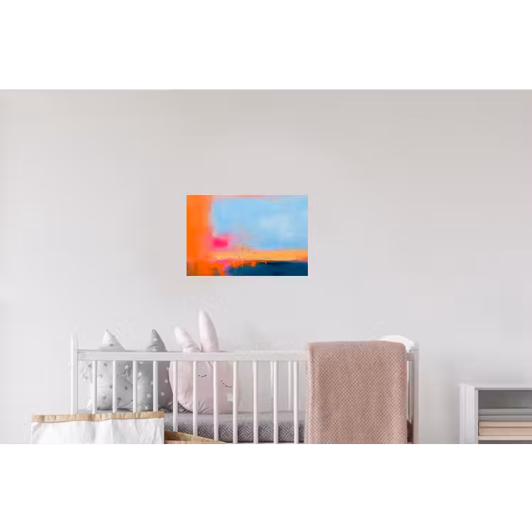 Abstract - Kleurvlakken - Modern - Oranje - Blauw Muursticker klein -kinderkamer