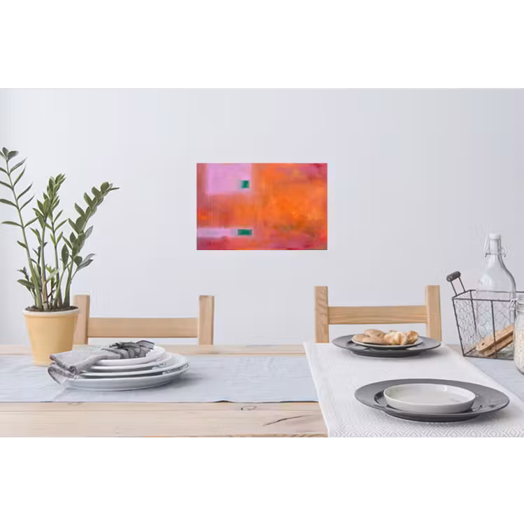 Abstract - Vlakken - Kunst - Modern - Oranje Muursticker klein -eettafel