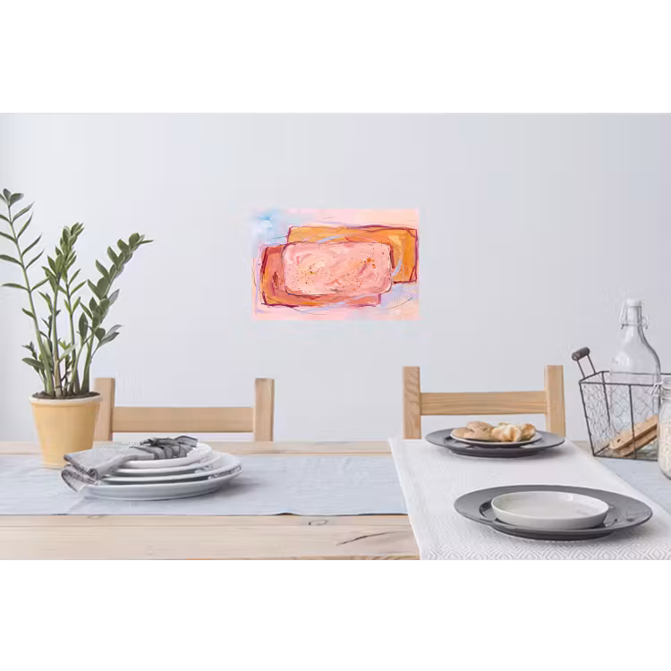 Abstract - Vormen - Modern - Roze Muursticker klein -eettafel