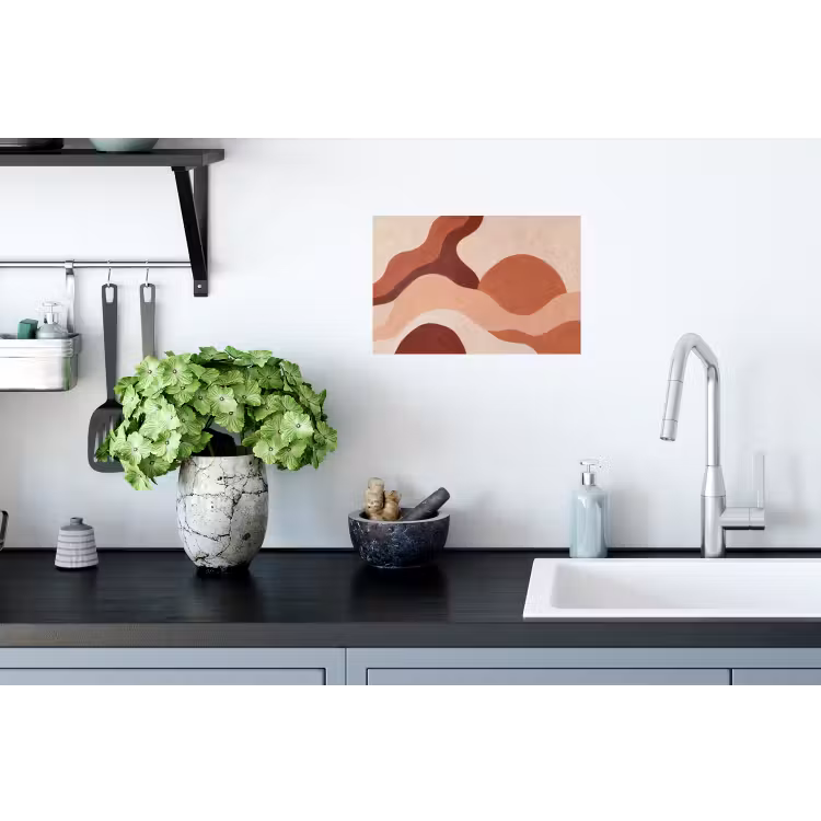 Abstract - Vormen - Organisch - Aardetinten - Modern Muursticker klein -keuken