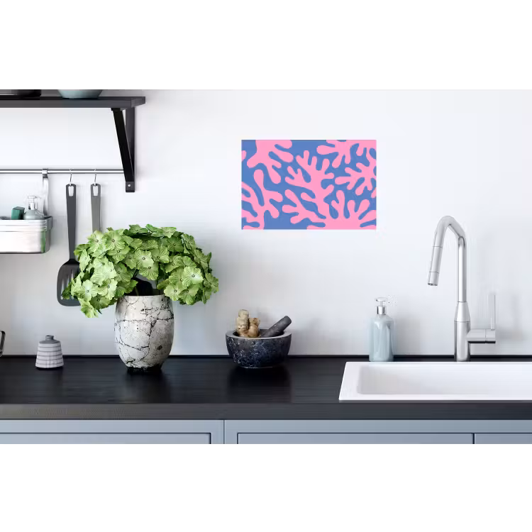 Abstract - Vormen - Roze - Blauw Muursticker klein -keuken
