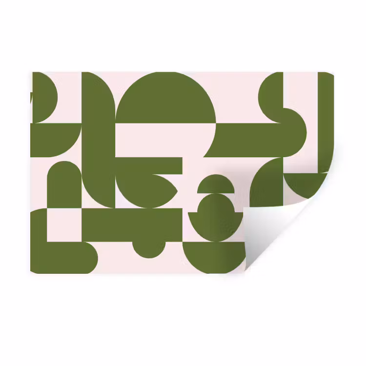 Abstract - Geometrie - Modern - Groen - Wit Muursticker klein -3d