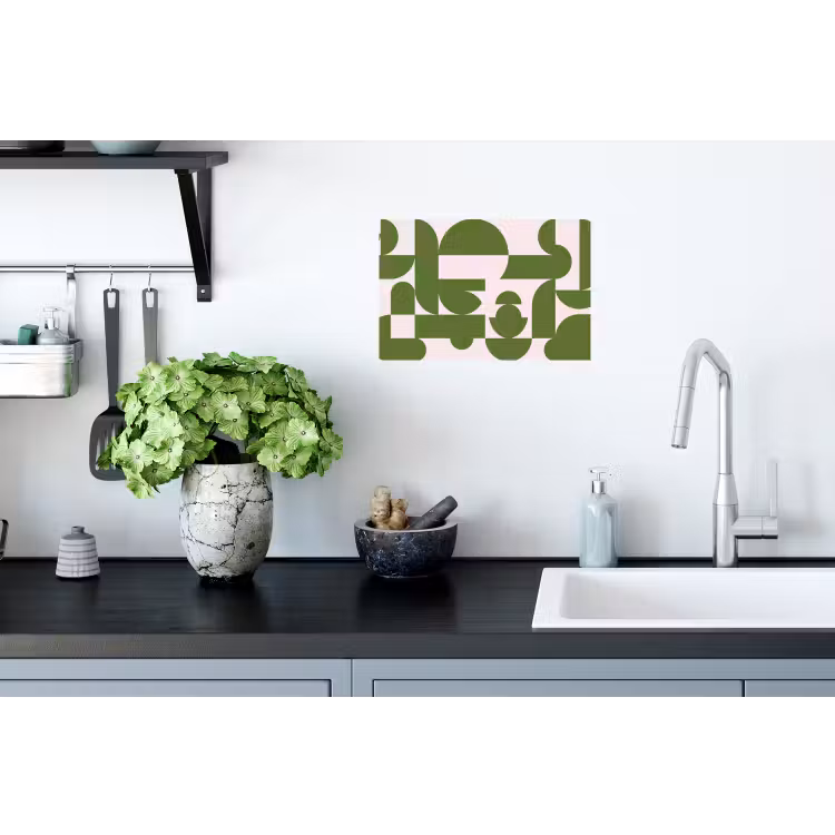 Abstract - Geometrie - Modern - Groen - Wit Muursticker klein -keuken