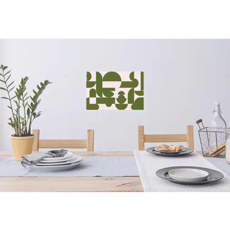 Abstract - Geometrie - Modern - Groen - Wit Muursticker klein -eettafel