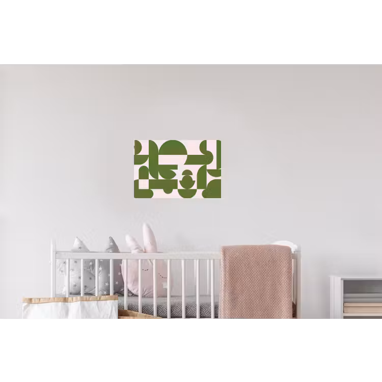 Abstract - Geometrie - Modern - Groen - Wit Muursticker klein -kinderkamer