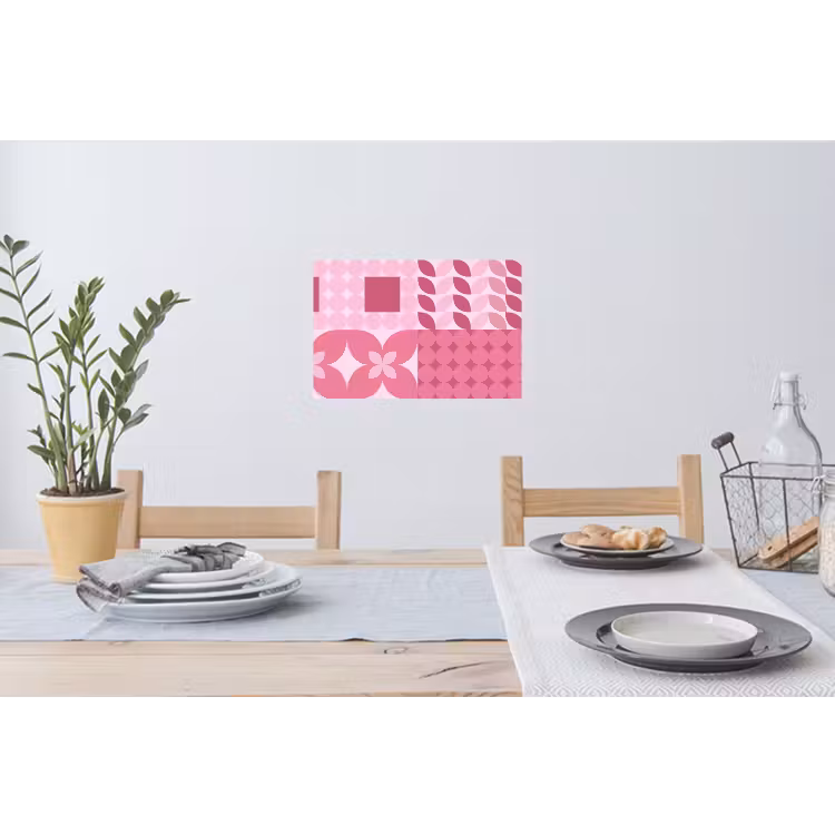 Abstract - Geometrisch - Patroon - Modern - Roze Muursticker klein -eettafel