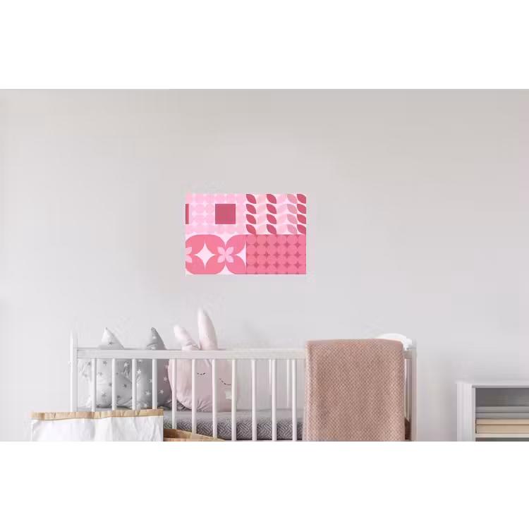 Abstract - Geometrisch - Patroon - Modern - Roze Muursticker klein -kinderkamer