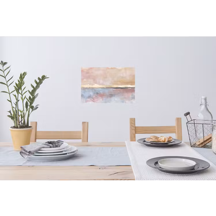 Abstract - Horizontaal - Kunst - Roze - Goud Muursticker klein -eettafel
