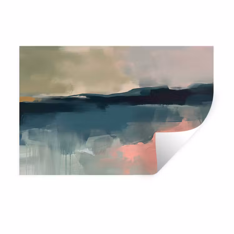 Abstract - Landschap - Kunst - Modern - Groen - Blauw Muursticker klein -3d