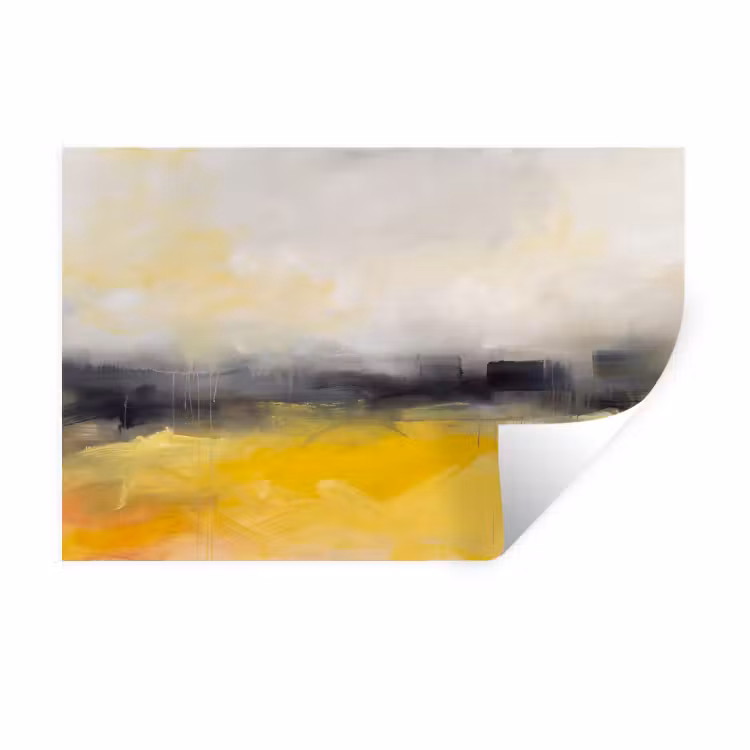 Abstract - Landschap - Modern - Geel Muursticker klein -3d
