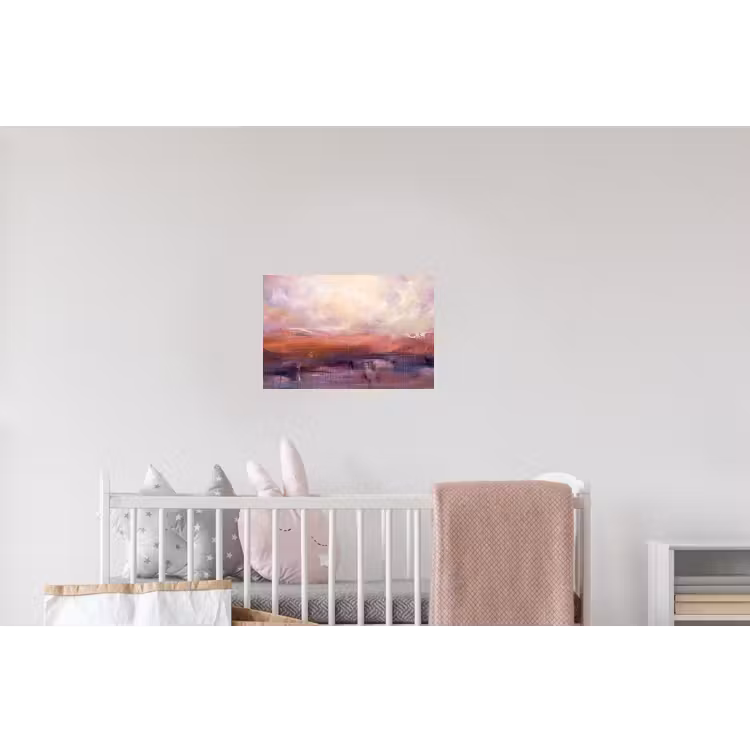 Abstract - Landschap - Modern - Paars - Oranje Muursticker klein -kinderkamer