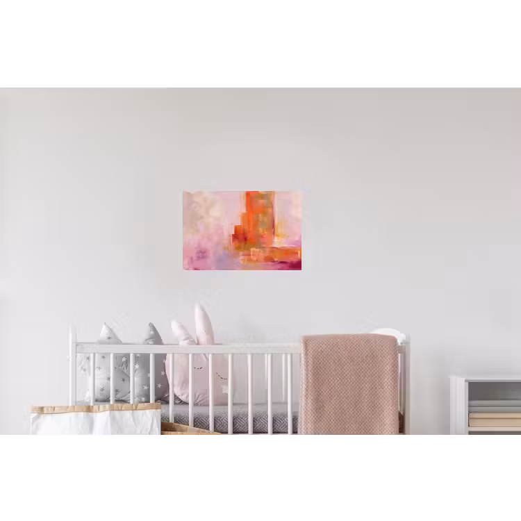 Abstract - Borstelstreken - Kunst - Paars - Goud Muursticker klein -kinderkamer