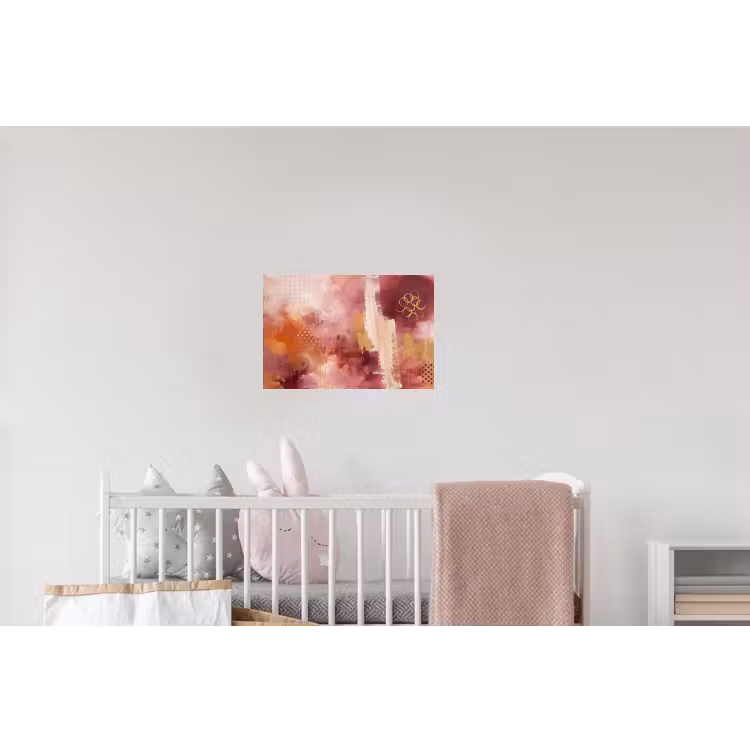 Abstract - Rood - Goud - Modern - Kunst Muursticker klein -kinderkamer
