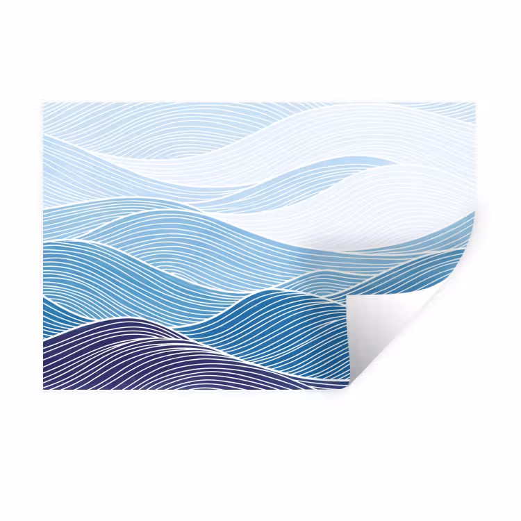 Abstract - Golven - Patroon - Blauw - Modern Muursticker klein -3d