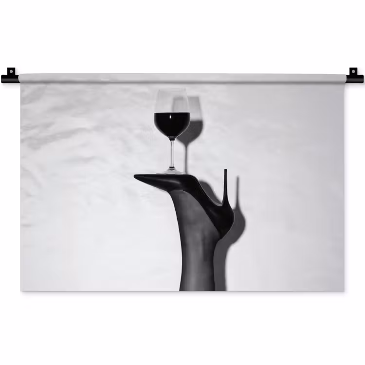 Hak - Wijn - Minimalistisch - Zwart Wandkleed katoen klein -zz3d