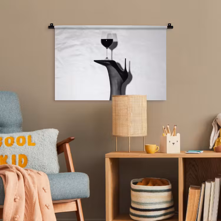 Hak - Wijn - Minimalistisch - Zwart Wandkleed katoen klein -wsfeer4_kind