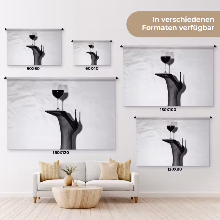 Hak - Wijn - Minimalistisch - Zwart Wandkleed katoen klein -tsfeer8_DE