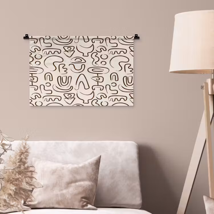 Abstract - Beige - Patroon - Donkerbruin Wandkleed katoen klein 269 -sfeer4