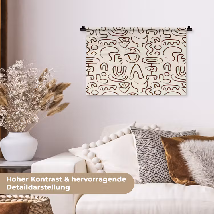 Abstract - Beige - Patroon - Donkerbruin Wandkleed katoen klein 269 -tsfeer1_DE