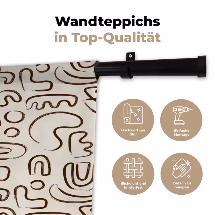 Abstract - Beige - Patroon - Donkerbruin Wandkleed katoen klein 269 -tsfeer2_DE