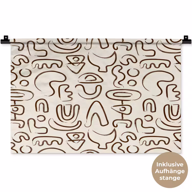 Abstract - Beige - Patroon - Donkerbruin Wandkleed katoen klein 269 -t3d_DE