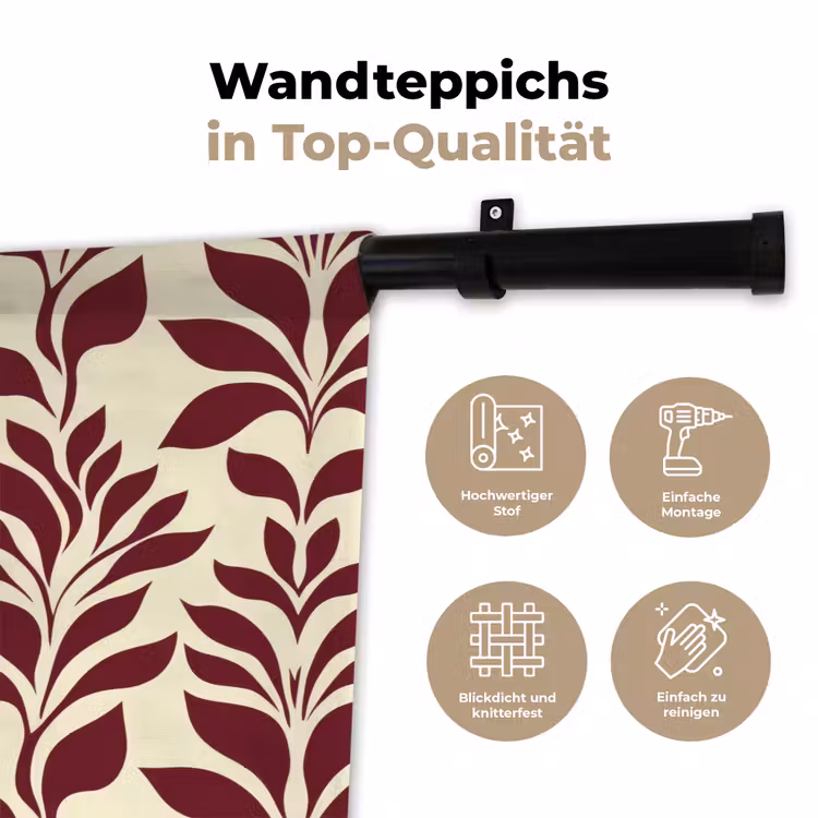Abstract - Bladeren - Burgundy Wandkleed katoen klein 269 -tsfeer2_DE