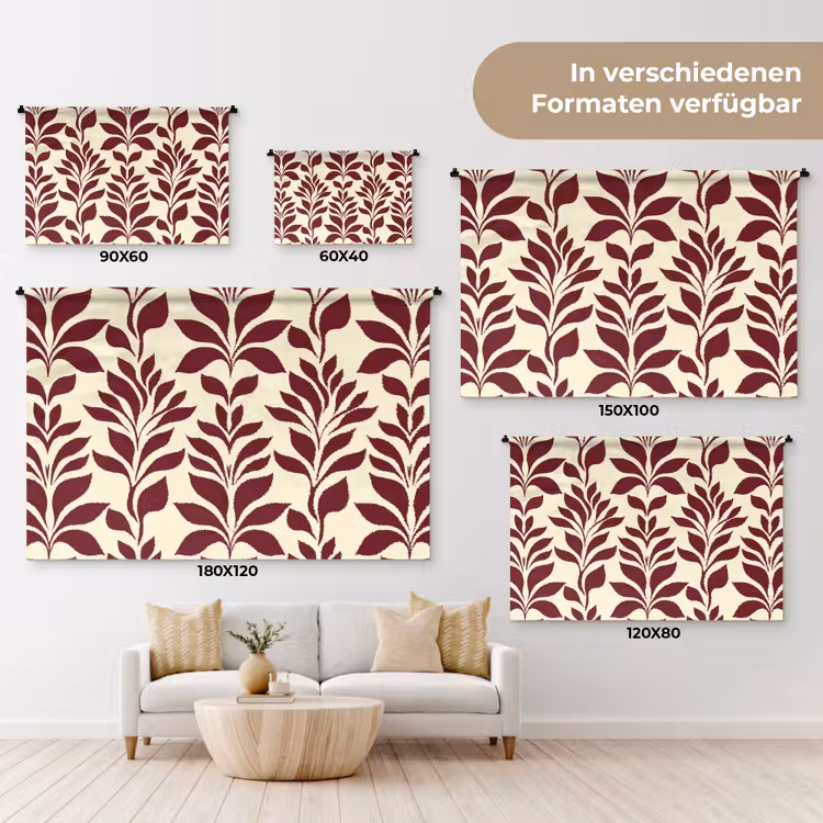Abstract - Bladeren - Burgundy Wandkleed katoen klein 269 -tsfeer8_DE
