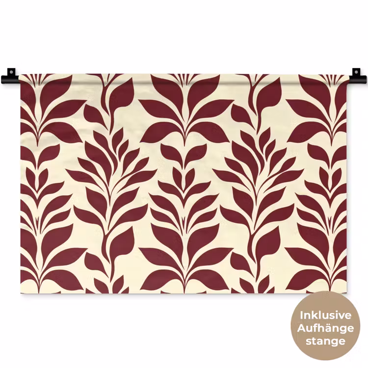 Abstract - Bladeren - Burgundy Wandkleed katoen klein 269 -t3d_DE