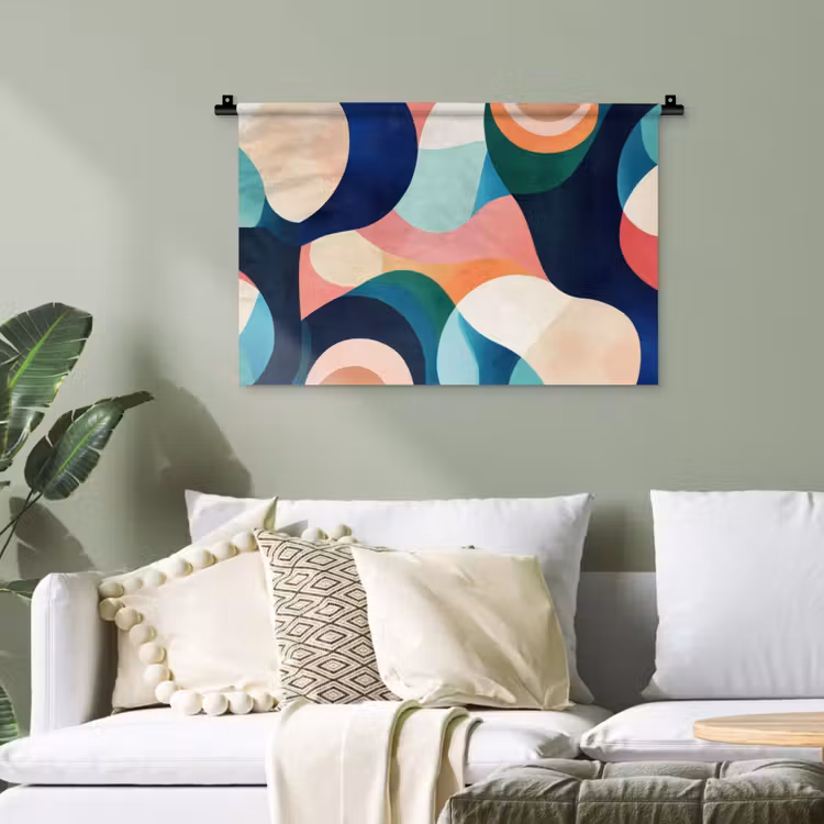 Abstract - Blauw - Roze Wandkleed katoen klein -sfeer7