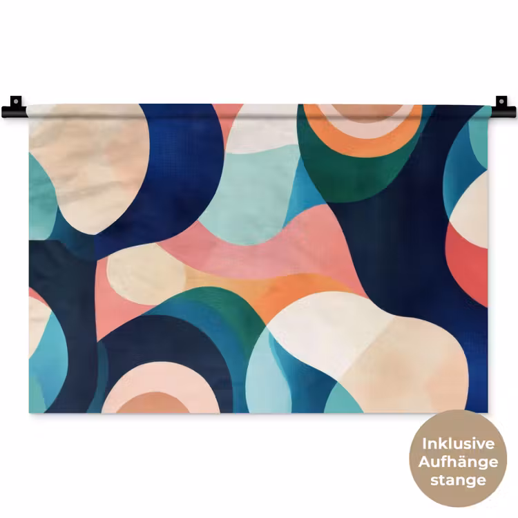 Abstract - Blauw - Roze Wandkleed katoen klein -t3d_DE