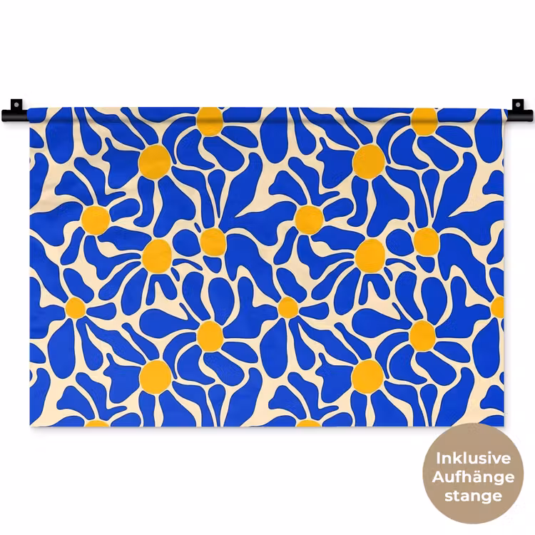 Abstract - Bloem - Blauw Wandkleed katoen klein 269 -t3d_DE