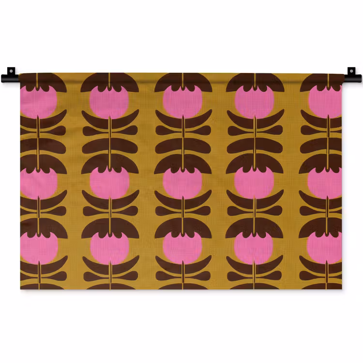 Abstract - Bloemen - Roze Wandkleed katoen klein 269 -zz3d