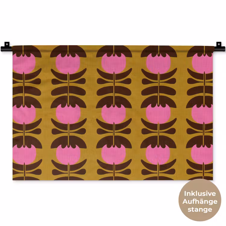 Abstract - Bloemen - Roze Wandkleed katoen klein 269 -t3d_DE