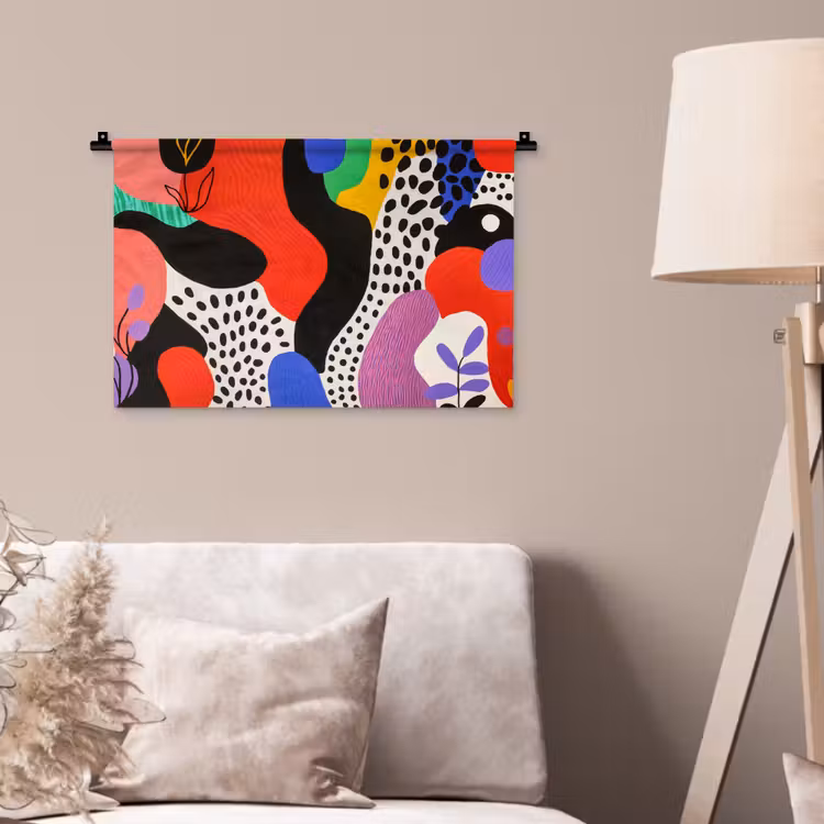 Abstract - Vormen - Kleuren - Stippen Wandkleed katoen klein -sfeer4