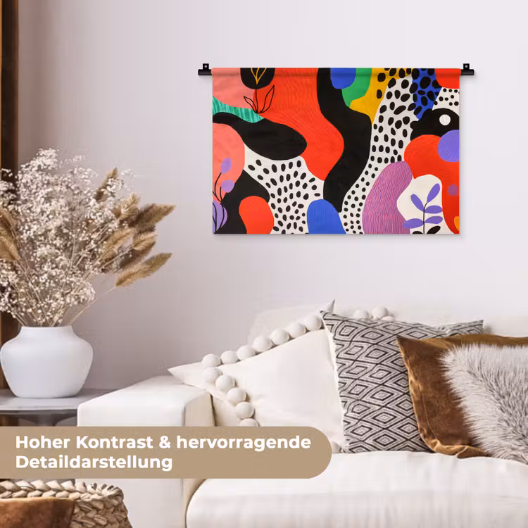 Abstract - Vormen - Kleuren - Stippen Wandkleed katoen klein -tsfeer1_DE