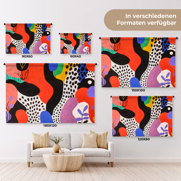 Abstract - Vormen - Kleuren - Stippen Wandkleed katoen klein -tsfeer8_DE