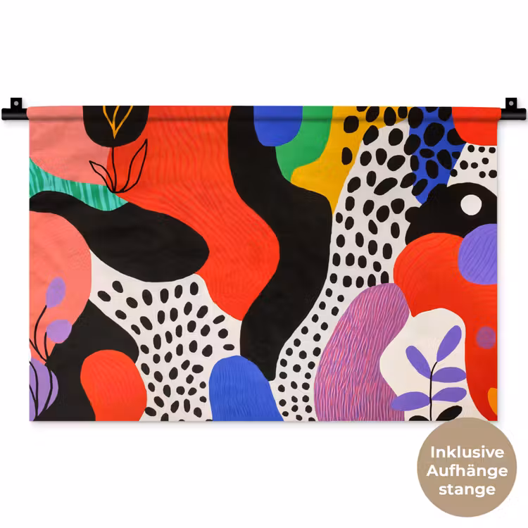 Abstract - Vormen - Kleuren - Stippen Wandkleed katoen klein -t3d_DE