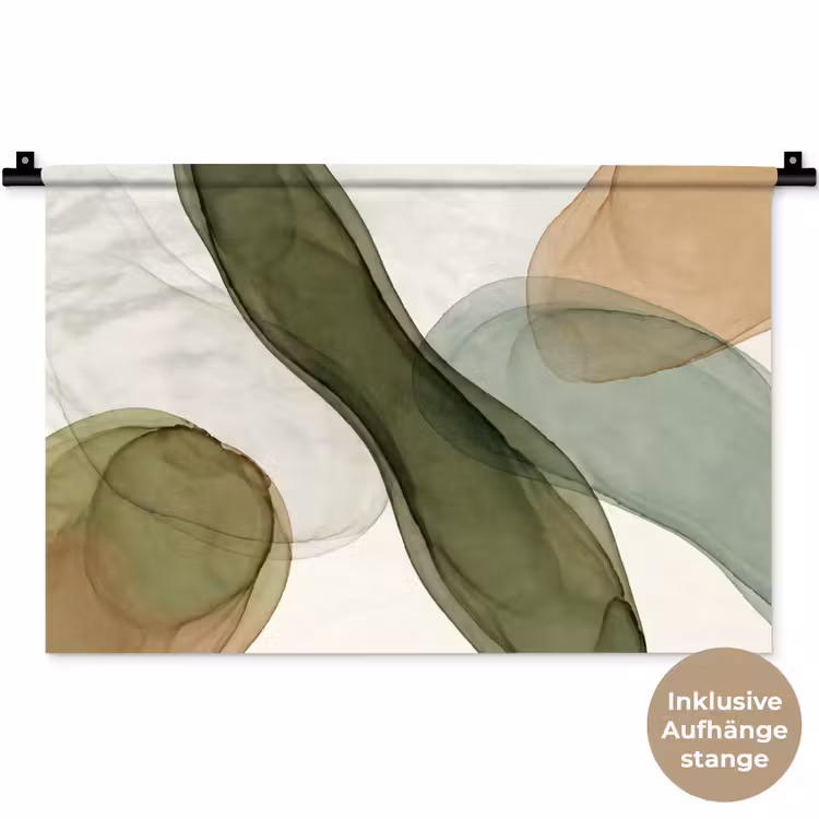 Abstract - Vormen - Modern - Kunst - Groen - Bruin Wandkleed katoen klein -t3d_DE