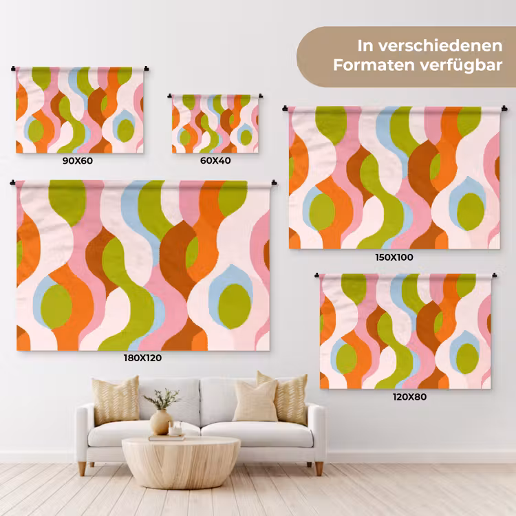 Abstract - Vormen - Roze Wandkleed katoen klein -tsfeer8_DE
