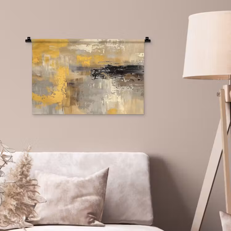 Abstract - Geel - Modern - Beige Wandkleed katoen klein -sfeer4